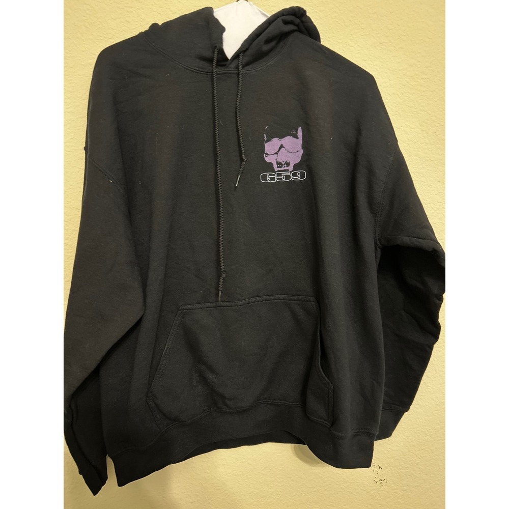 G59 Records Hoodie Black Purple Skull Logo Pullover Suicideboys Streetwear L